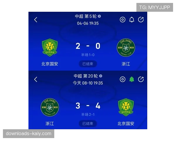 北京国安2-0客胜浙江队，曹永竞、法比奥上下半场各入一球